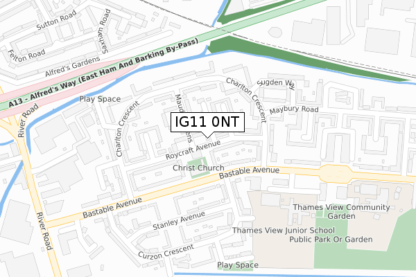 IG11 0NT map - large scale - OS Open Zoomstack (Ordnance Survey)