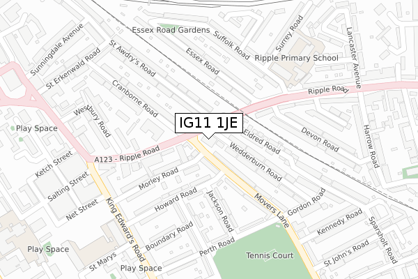 IG11 1JE map - large scale - OS Open Zoomstack (Ordnance Survey) IG11 1JE map - large scale - OS Open Zoomstack (Ordnance Survey)