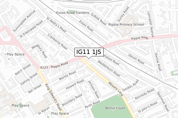 IG11 1JS map - large scale - OS Open Zoomstack (Ordnance Survey) IG11 1JS map - large scale - OS Open Zoomstack (Ordnance Survey)