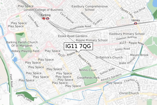 IG11 7QG map - small scale - OS Open Zoomstack (Ordnance Survey) IG11 7QG map - small scale - OS Open Zoomstack (Ordnance Survey)