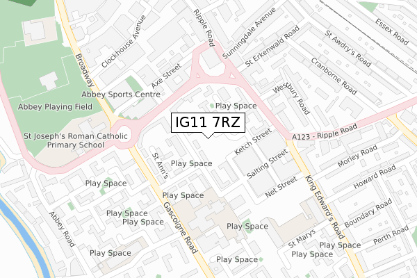 IG11 7RZ map - large scale - OS Open Zoomstack (Ordnance Survey) IG11 7RZ map - large scale - OS Open Zoomstack (Ordnance Survey)