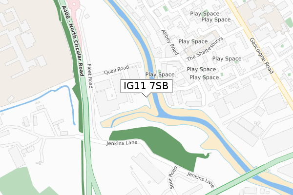 IG11 7SB map - large scale - OS Open Zoomstack (Ordnance Survey)