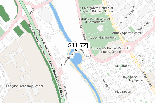 IG11 7ZJ map - large scale - OS Open Zoomstack (Ordnance Survey)