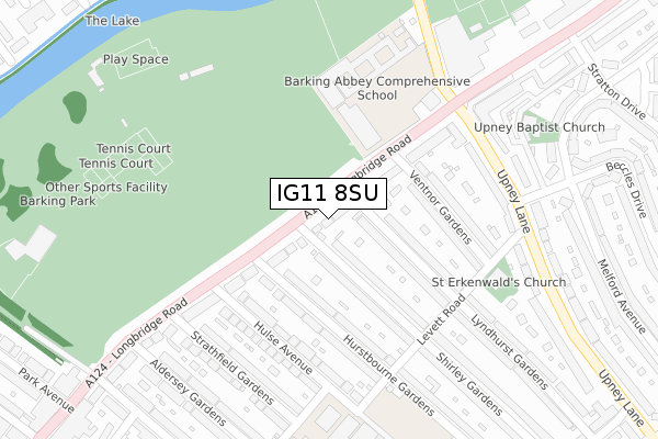 IG11 8SU map - large scale - OS Open Zoomstack (Ordnance Survey)