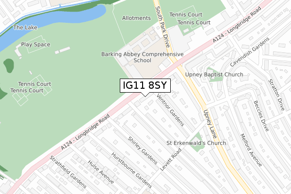 IG11 8SY map - large scale - OS Open Zoomstack (Ordnance Survey)