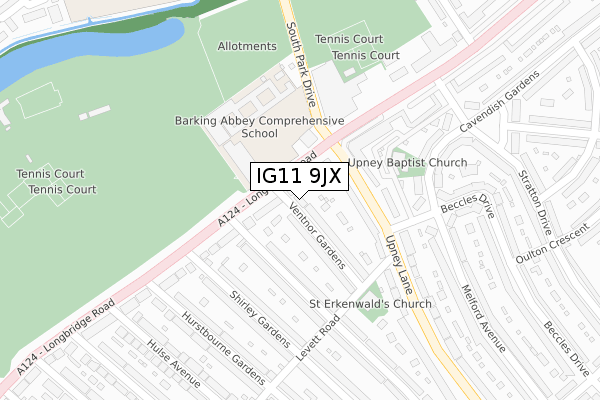 IG11 9JX map - large scale - OS Open Zoomstack (Ordnance Survey)