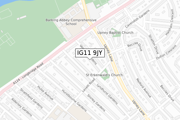 IG11 9JY map - large scale - OS Open Zoomstack (Ordnance Survey)