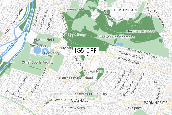 IG5 0FF map - small scale - OS Open Zoomstack (Ordnance Survey) IG5 0FF map - small scale - OS Open Zoomstack (Ordnance Survey)