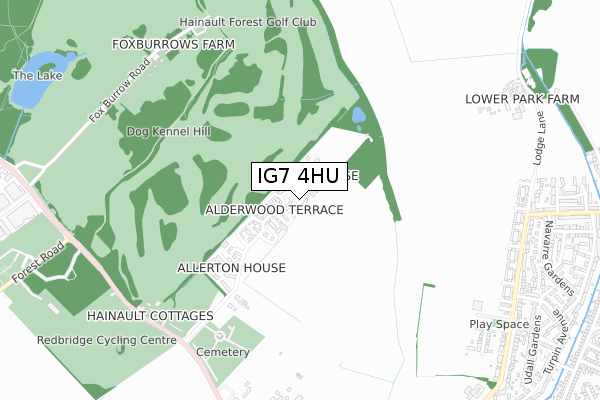 IG7 4HU map - small scale - OS Open Zoomstack (Ordnance Survey)