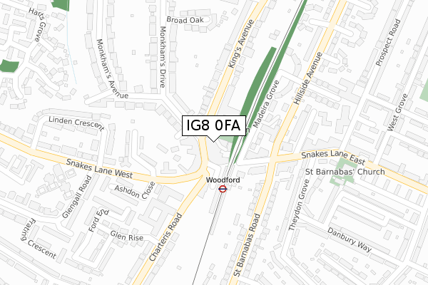 IG8 0FA map - large scale - OS Open Zoomstack (Ordnance Survey) IG8 0FA map - large scale - OS Open Zoomstack (Ordnance Survey)