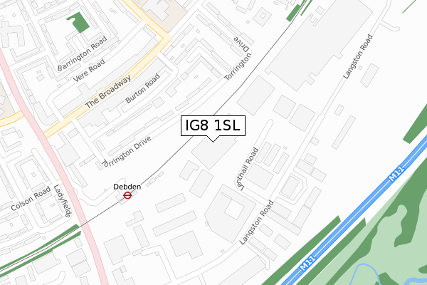IG8 1SL map - large scale - OS Open Zoomstack (Ordnance Survey)
