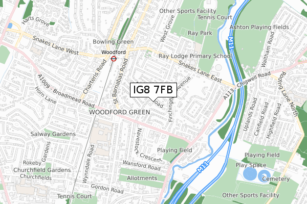 IG8 7FB map - small scale - OS Open Zoomstack (Ordnance Survey) IG8 7FB map - small scale - OS Open Zoomstack (Ordnance Survey)