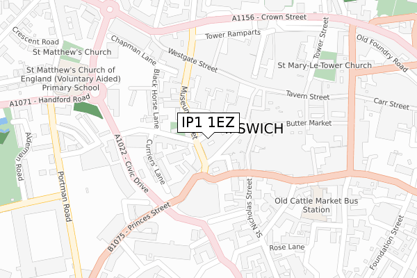 IP1 1EZ map - large scale - OS Open Zoomstack (Ordnance Survey)