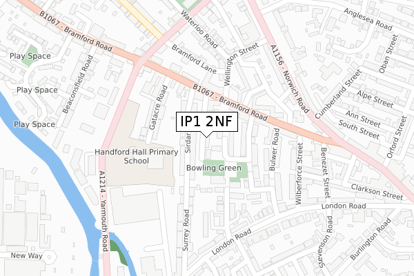 IP1 2NF map - large scale - OS Open Zoomstack (Ordnance Survey)
