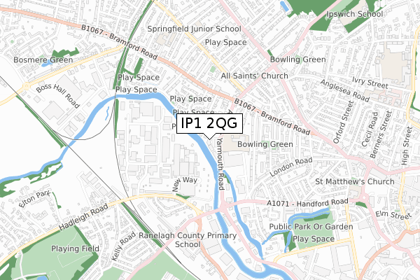 IP1 2QG map - small scale - OS Open Zoomstack (Ordnance Survey) IP1 2QG map - small scale - OS Open Zoomstack (Ordnance Survey)