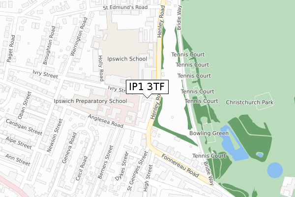 IP1 3TF map - large scale - OS Open Zoomstack (Ordnance Survey)