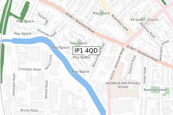 IP1 4QD map - large scale - OS Open Zoomstack (Ordnance Survey) IP1 4QD map - large scale - OS Open Zoomstack (Ordnance Survey)