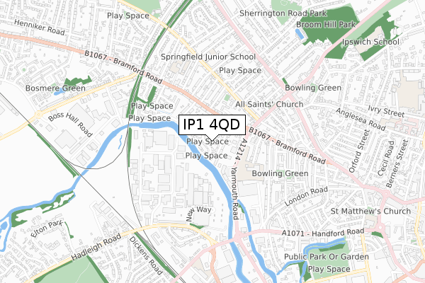 IP1 4QD map - small scale - OS Open Zoomstack (Ordnance Survey) IP1 4QD map - small scale - OS Open Zoomstack (Ordnance Survey)