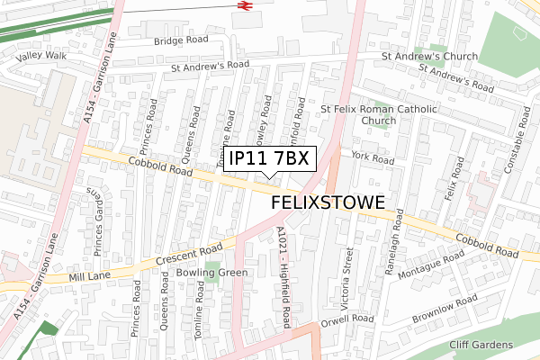 IP11 7BX map - large scale - OS Open Zoomstack (Ordnance Survey)