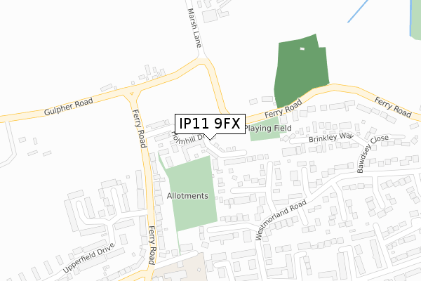 IP11 9FX map - large scale - OS Open Zoomstack (Ordnance Survey) IP11 9FX map - large scale - OS Open Zoomstack (Ordnance Survey)