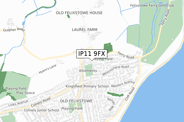 IP11 9FX map - small scale - OS Open Zoomstack (Ordnance Survey) IP11 9FX map - small scale - OS Open Zoomstack (Ordnance Survey)