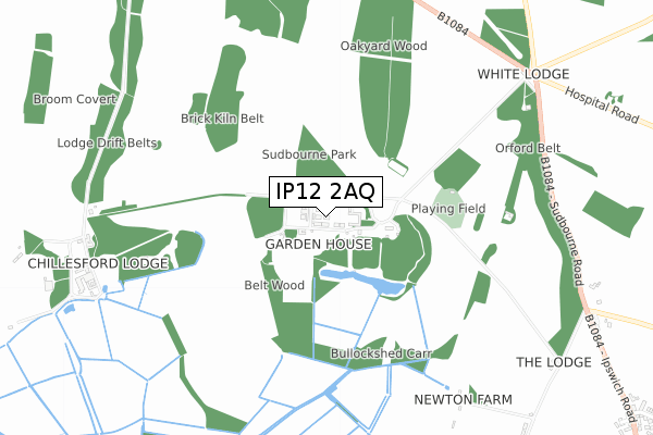 IP12 2AQ map - small scale - OS Open Zoomstack (Ordnance Survey) IP12 2AQ map - small scale - OS Open Zoomstack (Ordnance Survey)