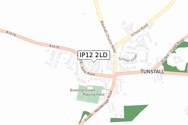 IP12 2LD map - large scale - OS Open Zoomstack (Ordnance Survey)