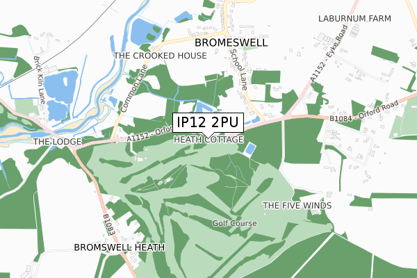 IP12 2PU map - small scale - OS Open Zoomstack (Ordnance Survey)