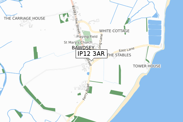 IP12 3AR map - small scale - OS Open Zoomstack (Ordnance Survey)