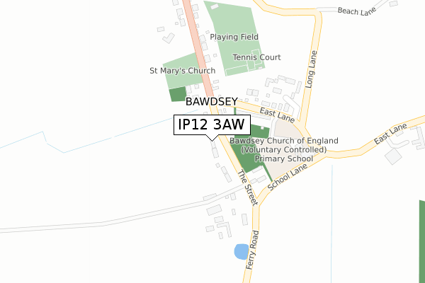 IP12 3AW map - large scale - OS Open Zoomstack (Ordnance Survey)