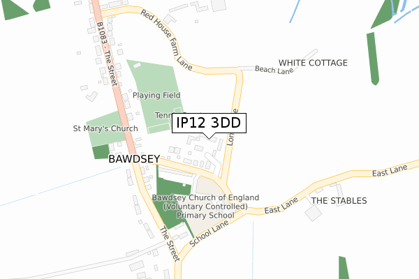 IP12 3DD map - large scale - OS Open Zoomstack (Ordnance Survey)