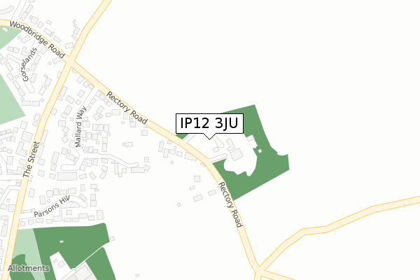 IP12 3JU map - large scale - OS Open Zoomstack (Ordnance Survey)