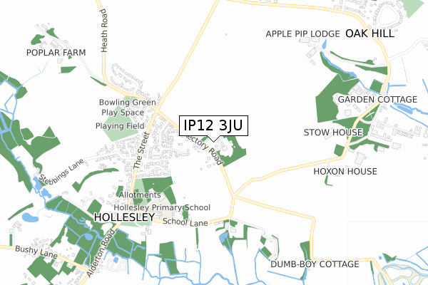 IP12 3JU map - small scale - OS Open Zoomstack (Ordnance Survey)