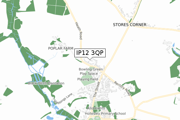 IP12 3QP map - small scale - OS Open Zoomstack (Ordnance Survey)
