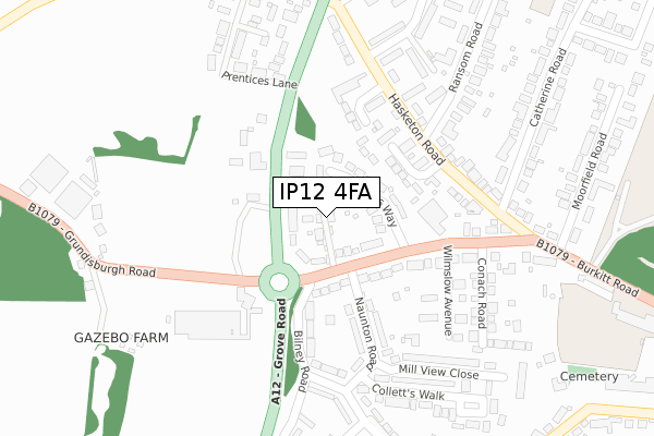 IP12 4FA map - large scale - OS Open Zoomstack (Ordnance Survey) IP12 4FA map - large scale - OS Open Zoomstack (Ordnance Survey)