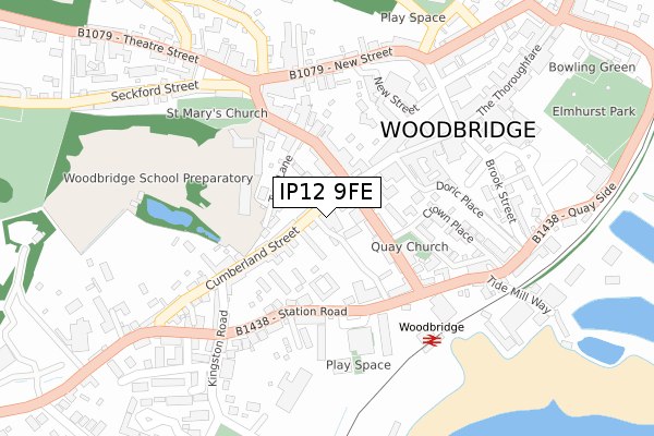 IP12 9FE map - large scale - OS Open Zoomstack (Ordnance Survey)