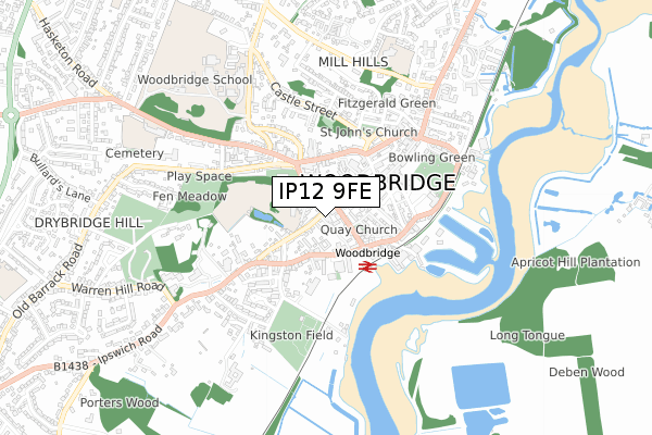 IP12 9FE map - small scale - OS Open Zoomstack (Ordnance Survey)