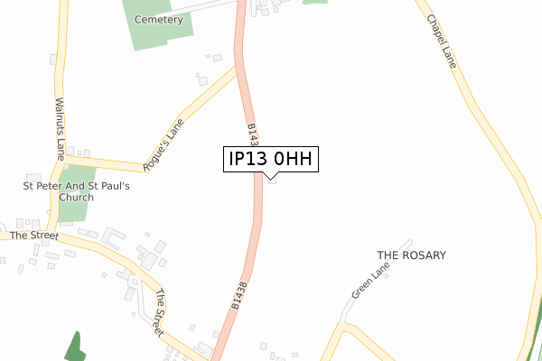 IP13 0HH map - large scale - OS Open Zoomstack (Ordnance Survey) IP13 0HH map - large scale - OS Open Zoomstack (Ordnance Survey)