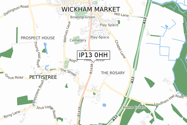 IP13 0HH map - small scale - OS Open Zoomstack (Ordnance Survey) IP13 0HH map - small scale - OS Open Zoomstack (Ordnance Survey)