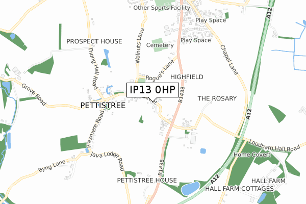 IP13 0HP map - small scale - OS Open Zoomstack (Ordnance Survey)