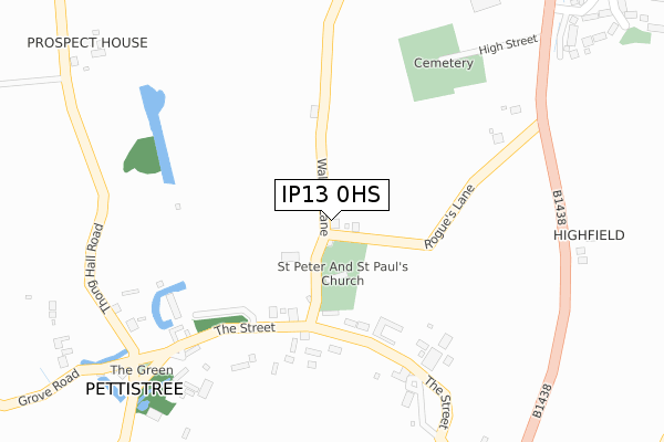 IP13 0HS map - large scale - OS Open Zoomstack (Ordnance Survey)