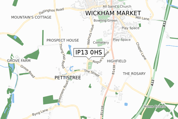 IP13 0HS map - small scale - OS Open Zoomstack (Ordnance Survey)