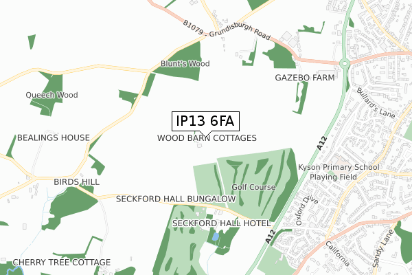 IP13 6FA map - small scale - OS Open Zoomstack (Ordnance Survey)