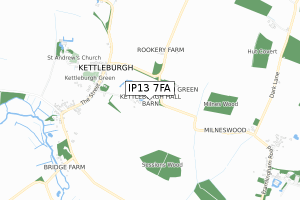 IP13 7FA map - small scale - OS Open Zoomstack (Ordnance Survey) IP13 7FA map - small scale - OS Open Zoomstack (Ordnance Survey)