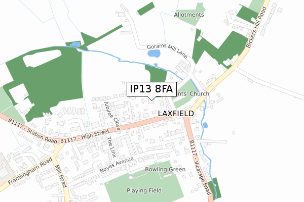 IP13 8FA map - large scale - OS Open Zoomstack (Ordnance Survey)