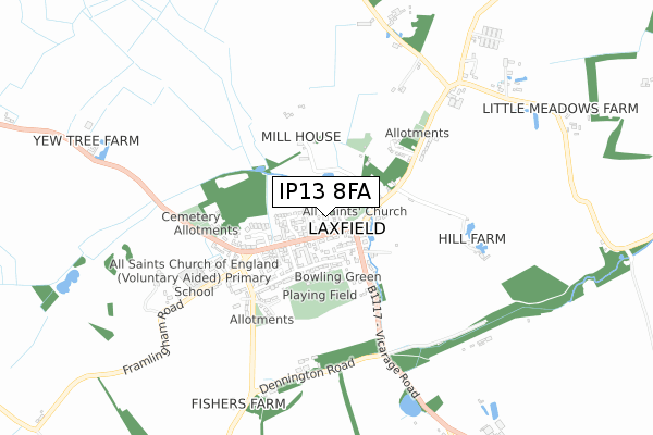 IP13 8FA map - small scale - OS Open Zoomstack (Ordnance Survey)