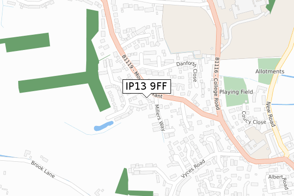 IP13 9FF map - large scale - OS Open Zoomstack (Ordnance Survey)