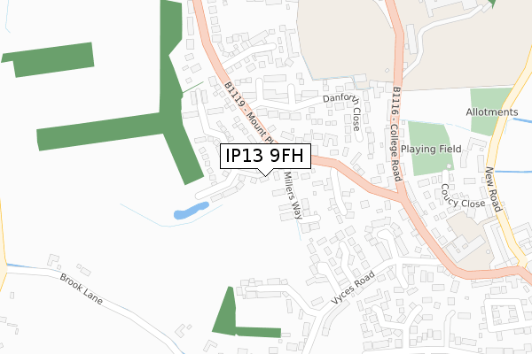 IP13 9FH map - large scale - OS Open Zoomstack (Ordnance Survey)