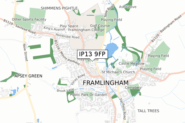 IP13 9FP map - small scale - OS Open Zoomstack (Ordnance Survey) IP13 9FP map - small scale - OS Open Zoomstack (Ordnance Survey)