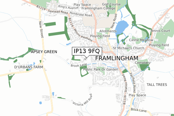 IP13 9FQ map - small scale - OS Open Zoomstack (Ordnance Survey)